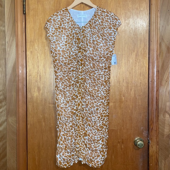 •DONCASTER•NWT 100% SILK RUFFLE GIRAFFE PRINT FRONT FULL 2-WAY ZIP DRESS SIZE 8 - Picture 3 of 10